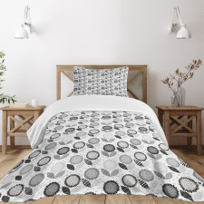 Abstract Blossoms Monochrome Bedspread Set