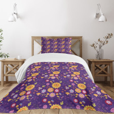 Cartoon Style Flower Blossom Bedspread Set