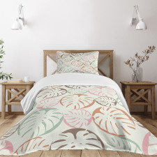 Retro Style Monstera Leaf Bedspread Set