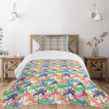 Vibrant Tropic Palm Trees Bedspread Set