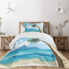 Palm Tree on the Beach Bedspread Set