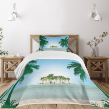 Exotic Palm Tree Beach Bedspread Set