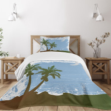 Grunge Island at Night Bedspread Set