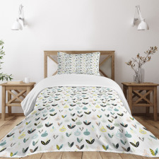 Colorful Plants and Leaves Bedspread Set