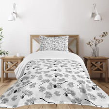 Monochrome Fir Leaves Bedspread Set