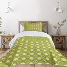 Sliced Fresh Fruits Pattern Bedspread Set