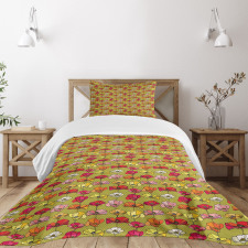 Vintage Flourishing Poppies Bedspread Set