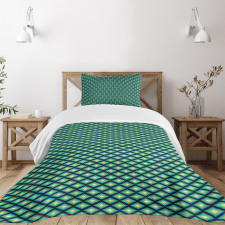 Abstract Blue Rhombuses Bedspread Set