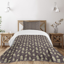 Retro Houses and Bicycles Bedspread Set