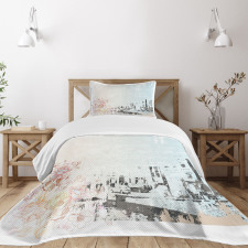 Street Antique Buildings Bedspread Set