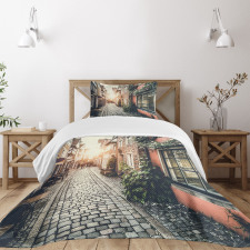 Old Town at Sunset Picture Bedspread Set