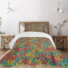 Retro Colored Doodle Bedspread Set