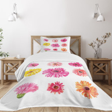 Pink Yellow Flowers Bedspread Set