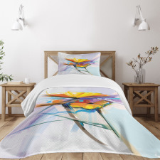 Oil Paint Art Flowers Bedspread Set