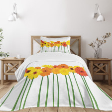 Flowers on Green Stems Bedspread Set