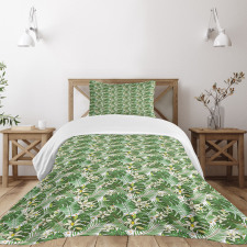 Flowers and Fern Leaves Bedspread Set
