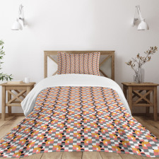 Pastel Checkered Puppy Heads Bedspread Set