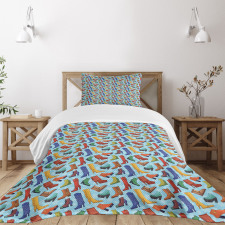 Colored Women's Boots Shoes Bedspread Set