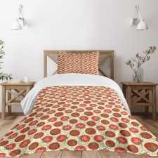 Tomatoes with Green Leaves Bedspread Set