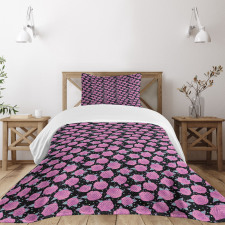 Blooming Flowers Pattern Star Bedspread Set