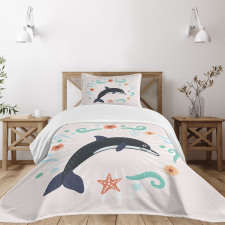 Nautical Ocean Animal Line Bedspread Set