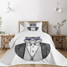 Hipster Animal in a Suit Bedspread Set