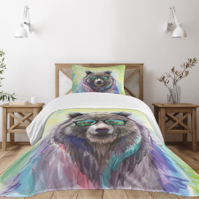 Colored Wild Bear Art Bedspread Set