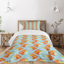 Fire Bird Feathers Bedspread Set