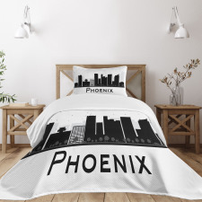 City Silhouette Skyscrapers Bedspread Set