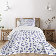 Blue Rebirth Motif Bedspread Set