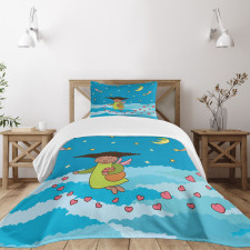 Cartoonish Sky at Night Bedspread Set