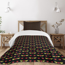 Love Art Heart on Dark Bedspread Set