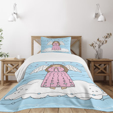 Doodle Girl on Cloud Bedspread Set