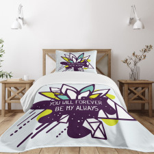 Flower and Love Message Art Bedspread Set