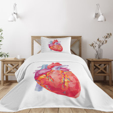 Polygon Art Human Heart Bedspread Set