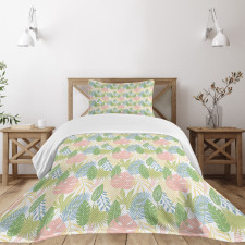 Exotic Pastel Leaves Art Bedspread Set