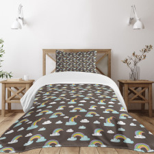 Doodle Rainbow and Clouds Bedspread Set