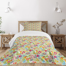 Nursery Bird and Flowers Bedspread Set