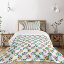 Symmetric Colorful Leaves Bedspread Set