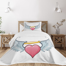 Valentines Day Winged Heart Bedspread Set