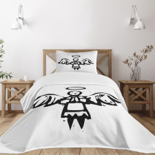 Sketch Style Christmas Angel Bedspread Set