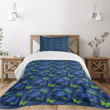 Jungle Plants Butterfly Fern Bedspread Set