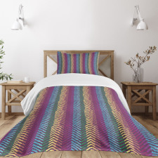 Retro Tone Chevron Zig Zag Bedspread Set