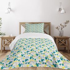 Pineapple Cactus Flamingo Bedspread Set