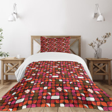 Floral Vibrant Squares Bedspread Set