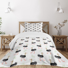 Hipster Bird Botany Leaves Bedspread Set