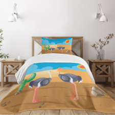 Wild Birds on Desert Cactus Bedspread Set