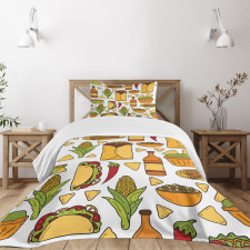 Latin Food Chili Taste Taco Bedspread Set