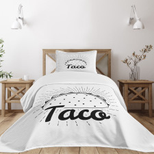 Mexican Taco Typography Art Bedspread Set