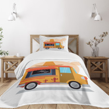Mexican Food Delivery Truck Bedspread Set
